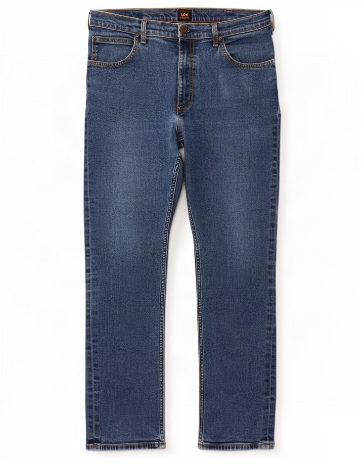 Lee Herre Brooklyn Straight Jeans W36 L32 Blå Bomuld
