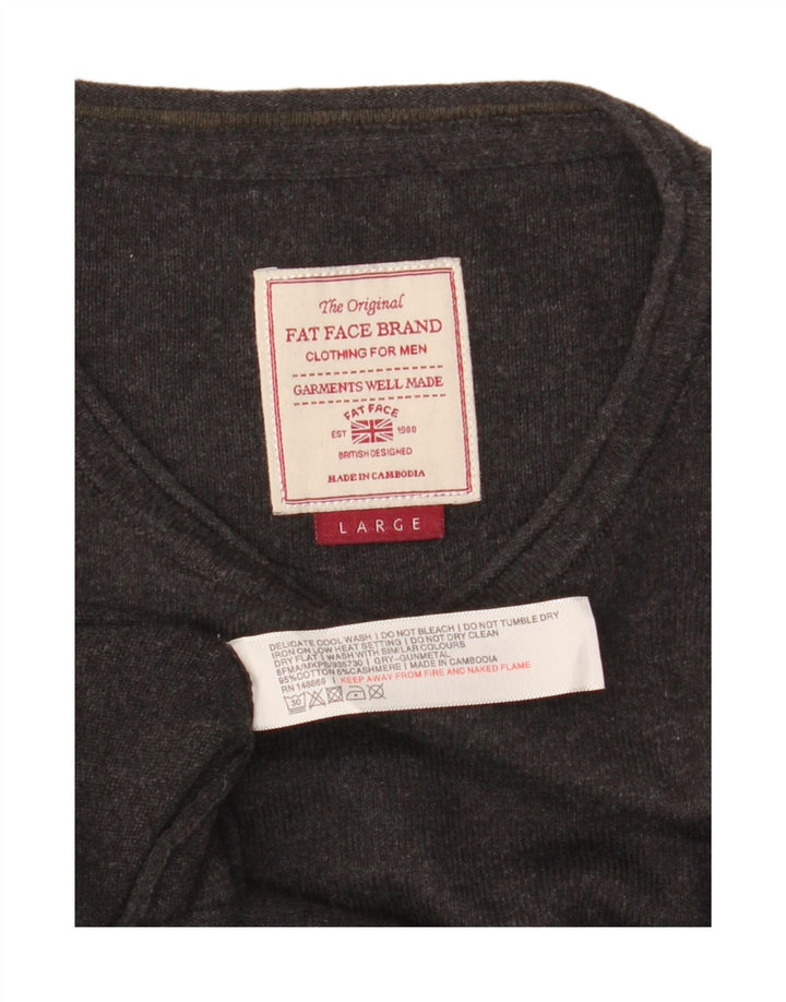 Fedt ansigt herre rund hals sweater stor grå bomuld