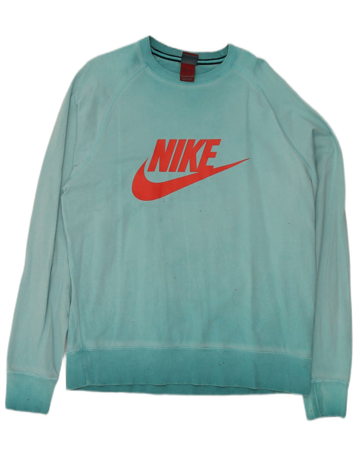 NIKE grafisk sweatshirt til mænd XL turkis bomuld