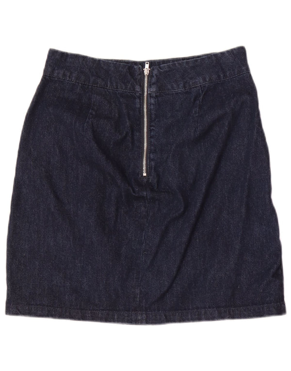 Warehouse Dame Denim Nederdel UK 10 Small W28 Blue Floral Bomuld