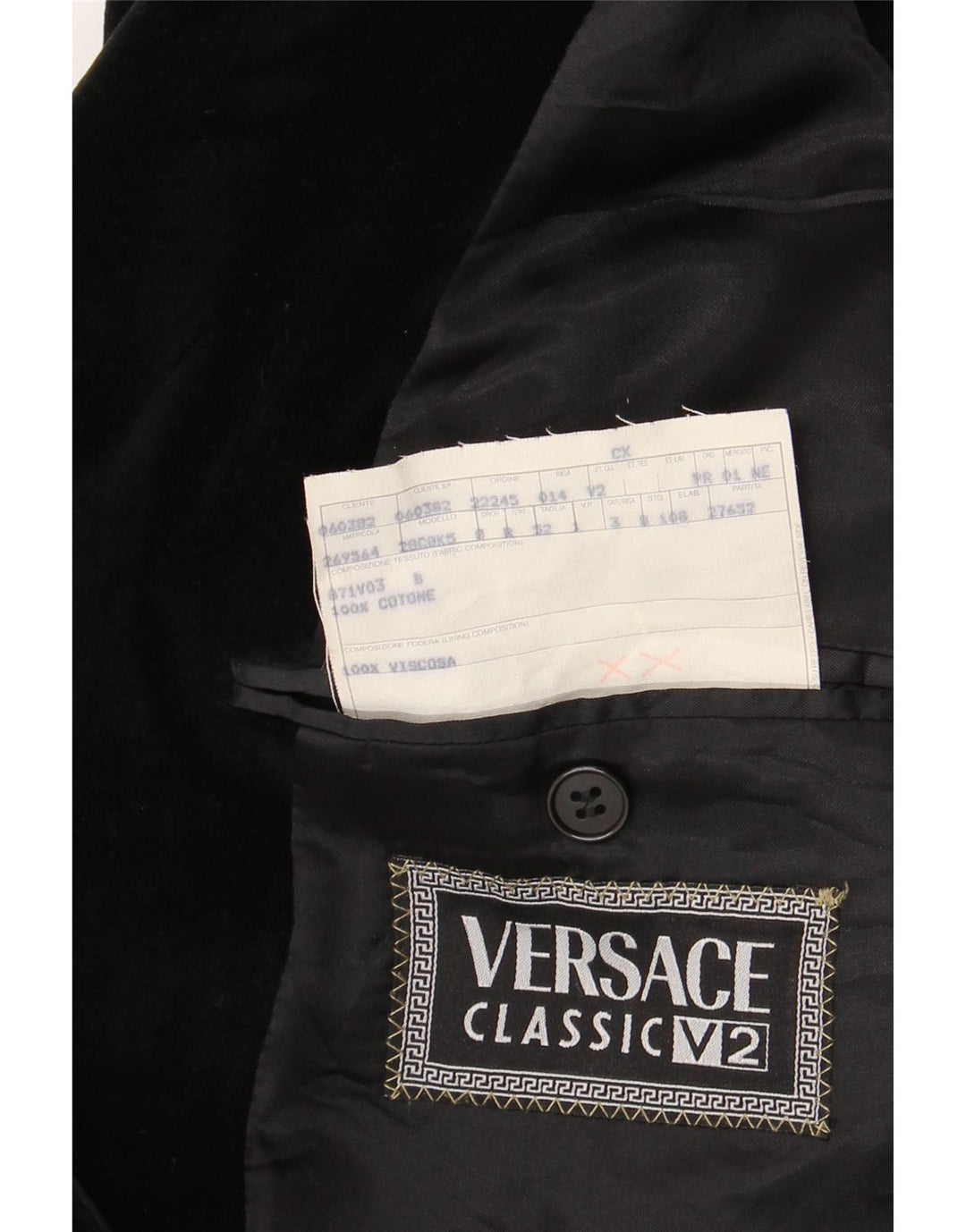 Versace Herre 4 Button Velvet Blazer Jacket IT 52 XL Sort Bomuld