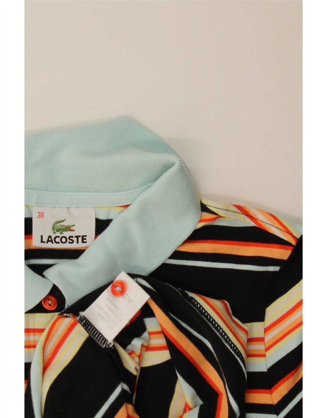 Lacoste Dame Polo Shirt Størrelse 38 Medium Sort Stribet Bomuld