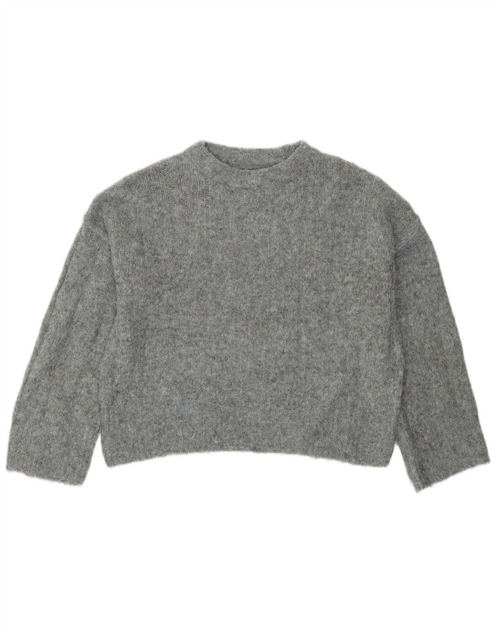 Topshop dame sweater med rund hals i overstørrelse UK 6 XS grå polyester