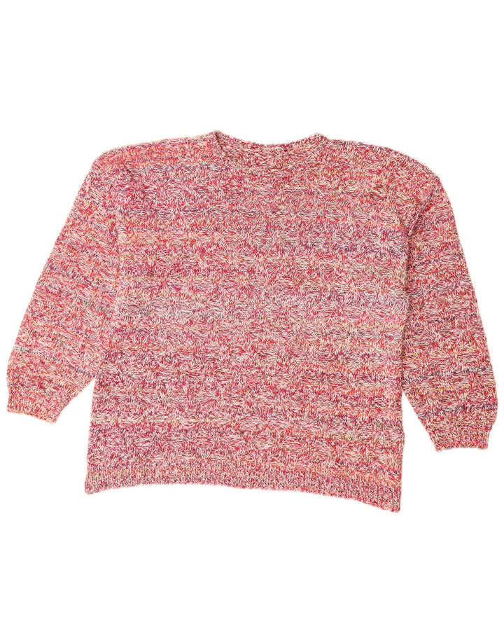 VINTAGE Dame Boat Neck Jumper Sweater UK 18 XL Pink Flecked