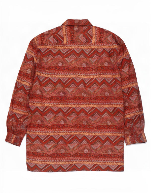 Cocoon Mens Shirt Large Burgundy Geometric Silk
