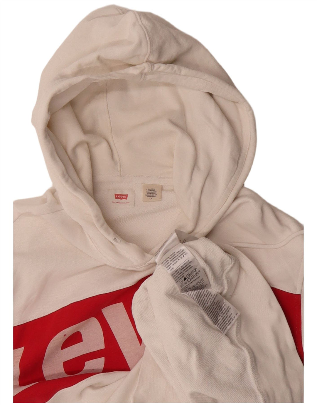 LEVI'S Grafisk hættetrøje til mænd Large White Colourblock Bomuld