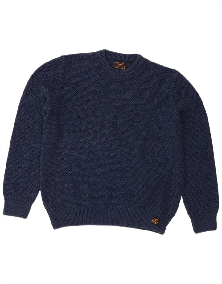Superdry Sweater med rund hals til mænd Stor marineblå bomuld