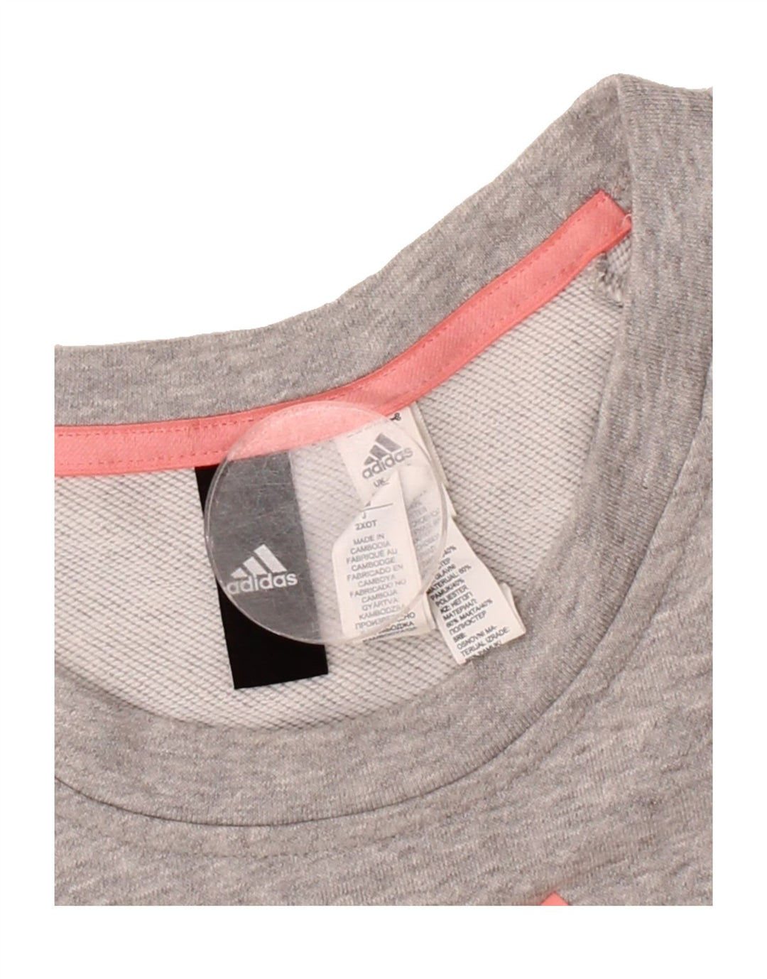 ADIDAS Womens Graphic Sweatshirt Jumper UK 14 Medium Grey Cotton Vintage Adidas and Second-Hand Adidas from Messina Hembry 