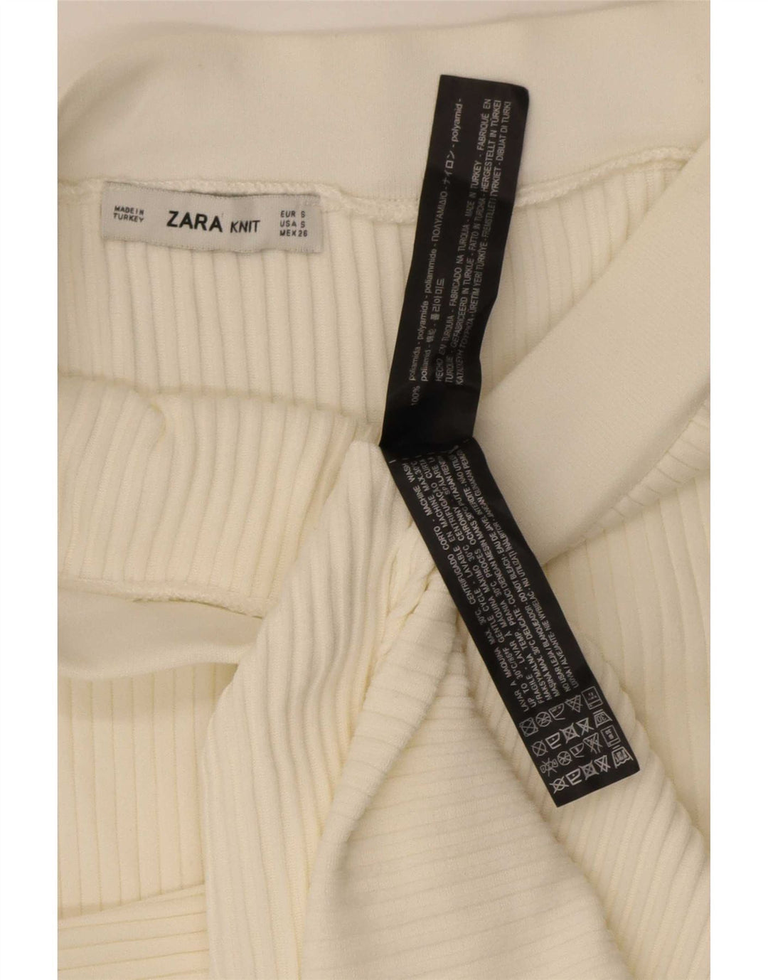Zara strikket asymmetrisk nederdel til kvinder Small W26 Off White polyester