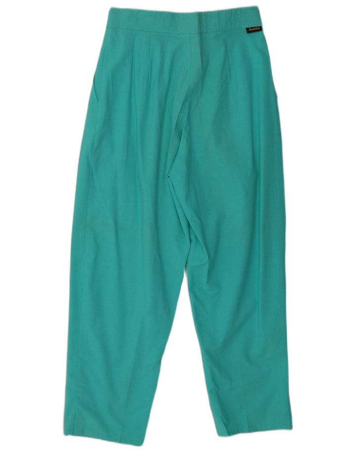 VINTAGE chinobukser med høj talje til kvinder W28 L27 turkis bomuld