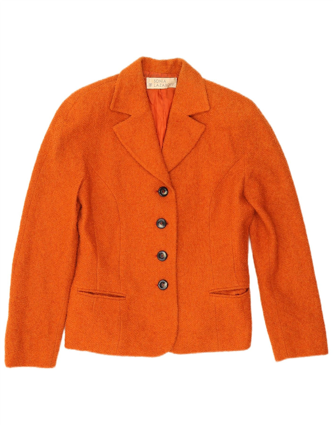 Vintage dame 4-knaps blazerjakke IT 42 Medium Orange Uld
