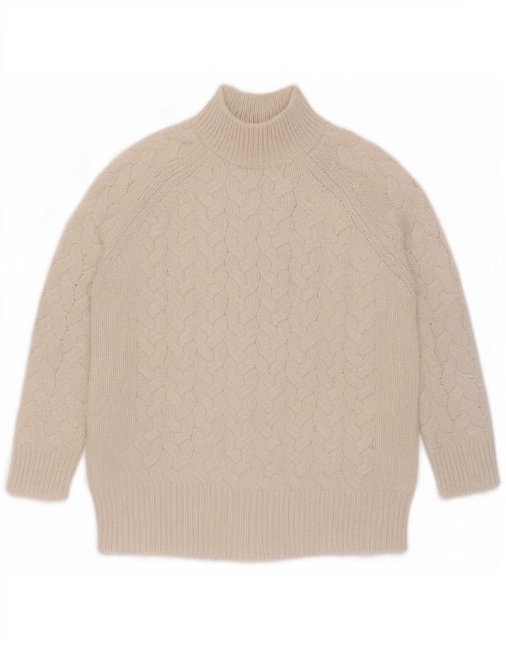Marks & Spencer Dame Turtle Neck Jumper Sweater UK 16 Stor Beige Akryl
