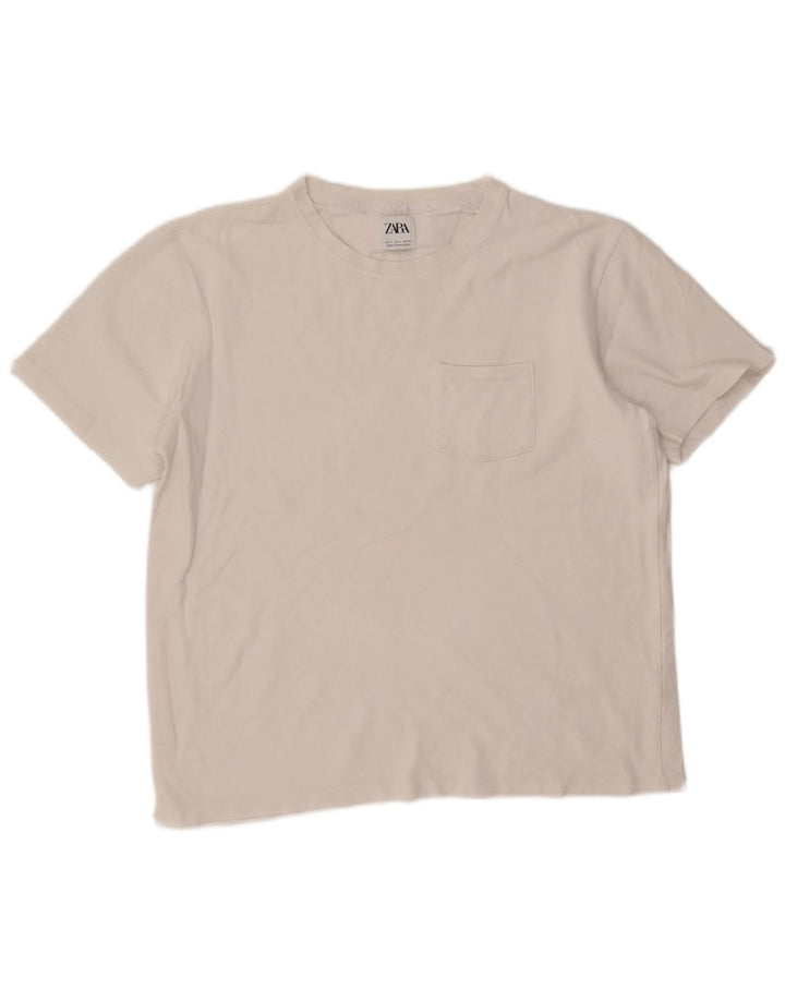 ZARA Womens T-Shirt Top UK 16 Large White Cotton