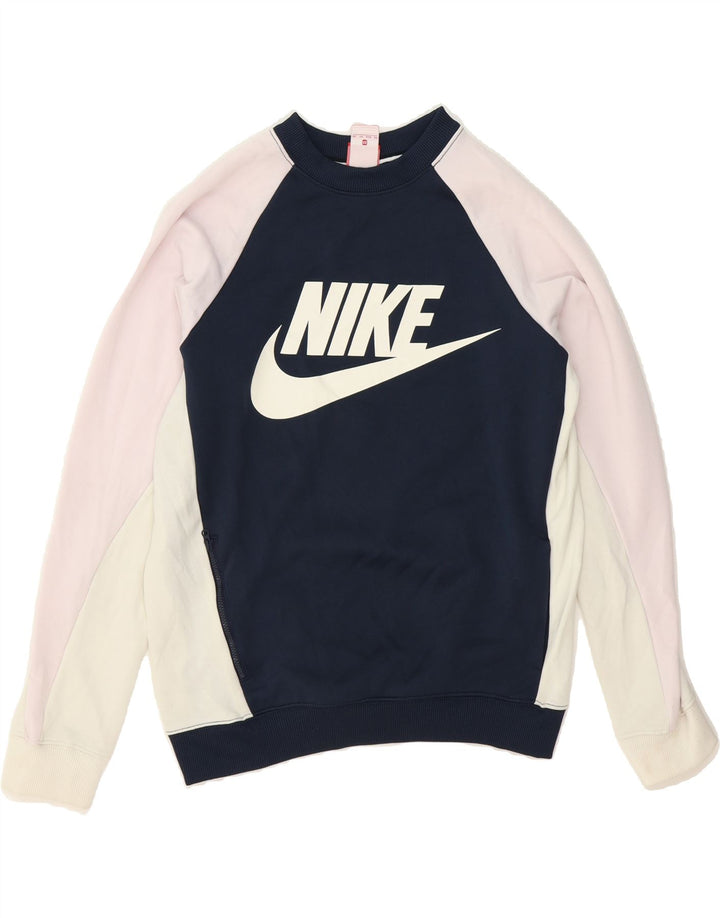NIKE Mens Graphic Sweatshirt Jumper XS Multicoloured Colourblock Polyester Vintage Nike and Second-Hand Nike from Messina Hembry 