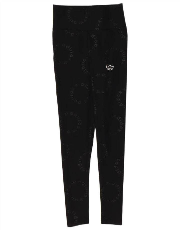 Adidas Graphic Leggings til kvinder UK 10 Small Black Polyester
