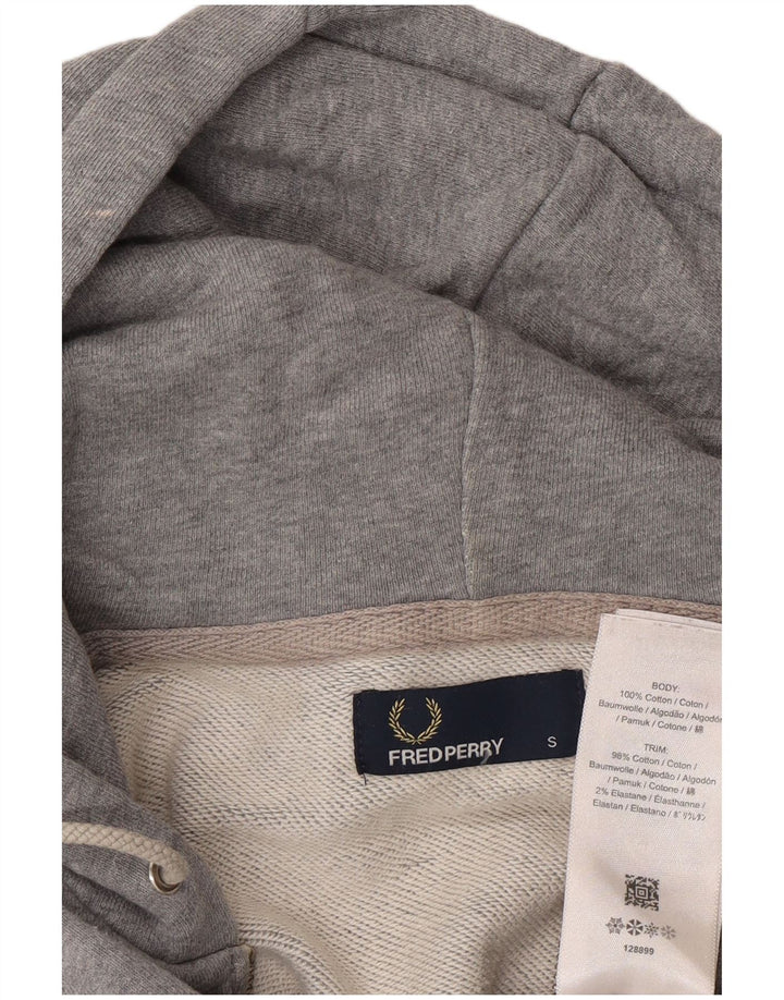 Fred Perry Herre hættetrøje med lynlås, lille grå bomuld