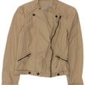 Zara Womens Bomber Jacket UK 12 Medium Beige Bomuld
