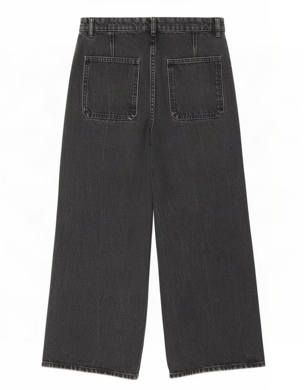 Zara Dame Jeans med høj talje og brede ben EU 36 XS W26 L25 Grå