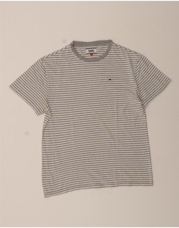 TOMMY HILFIGER Mens T-Shirt Top Medium Grey Pinstripe Vintage Tommy Hilfiger and Second-Hand Tommy Hilfiger from Messina Hembry 