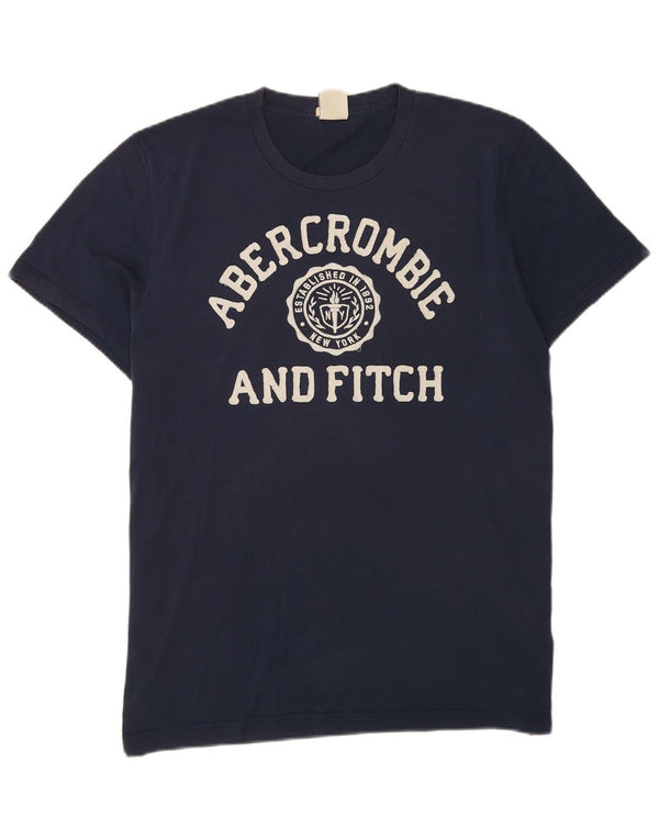 Abercrombie & Fitch Herre Muscle Grafisk T-Shirt Top 2XL Marineblå Bomuld