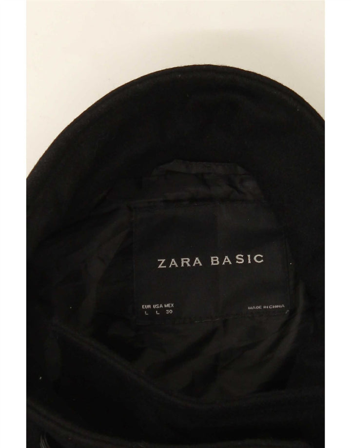 Zara Dame Dobbeltradet Cape Coat UK 16 Large Black