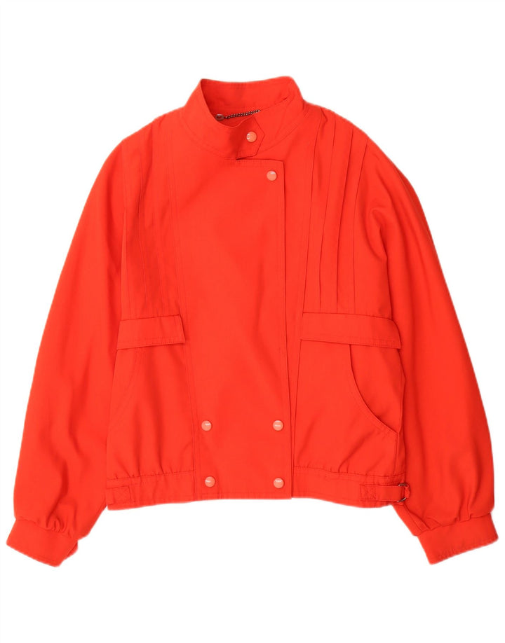Vintage Dame Dobbeltradet Bomber Jacket UK 12 Medium Rød Polyester