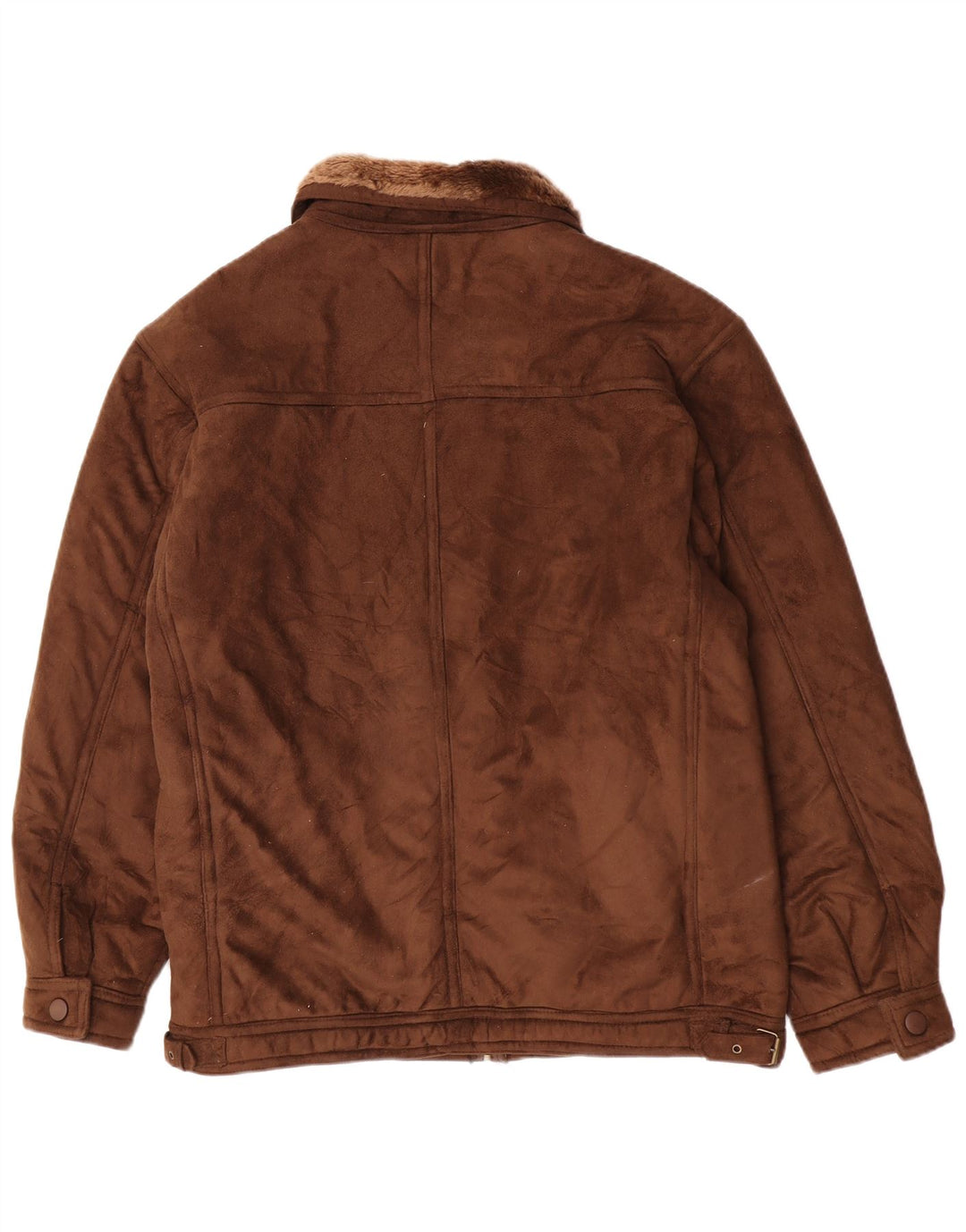 Vintage Sherpajakke til kvinder UK 22 3XL Brun Akryl