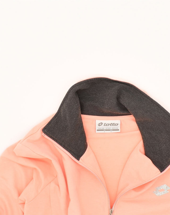LOTTO Womens Tracksuit Top Jacket UK 16 Large Beige Polyester | Vintage Lotto | Thrift | Second-Hand Lotto | Used Clothing | Messina Hembry 
