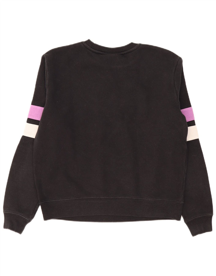 Fila Dame Grafisk Sweatshirt Jumper UK 16 Large Black Colourblock