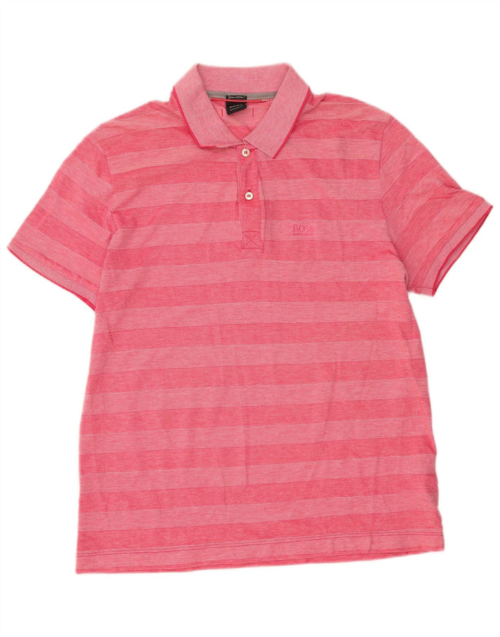 Hugo Boss Herre Regular Fit Polo Shirt Medium Pink Stribet Bomuld