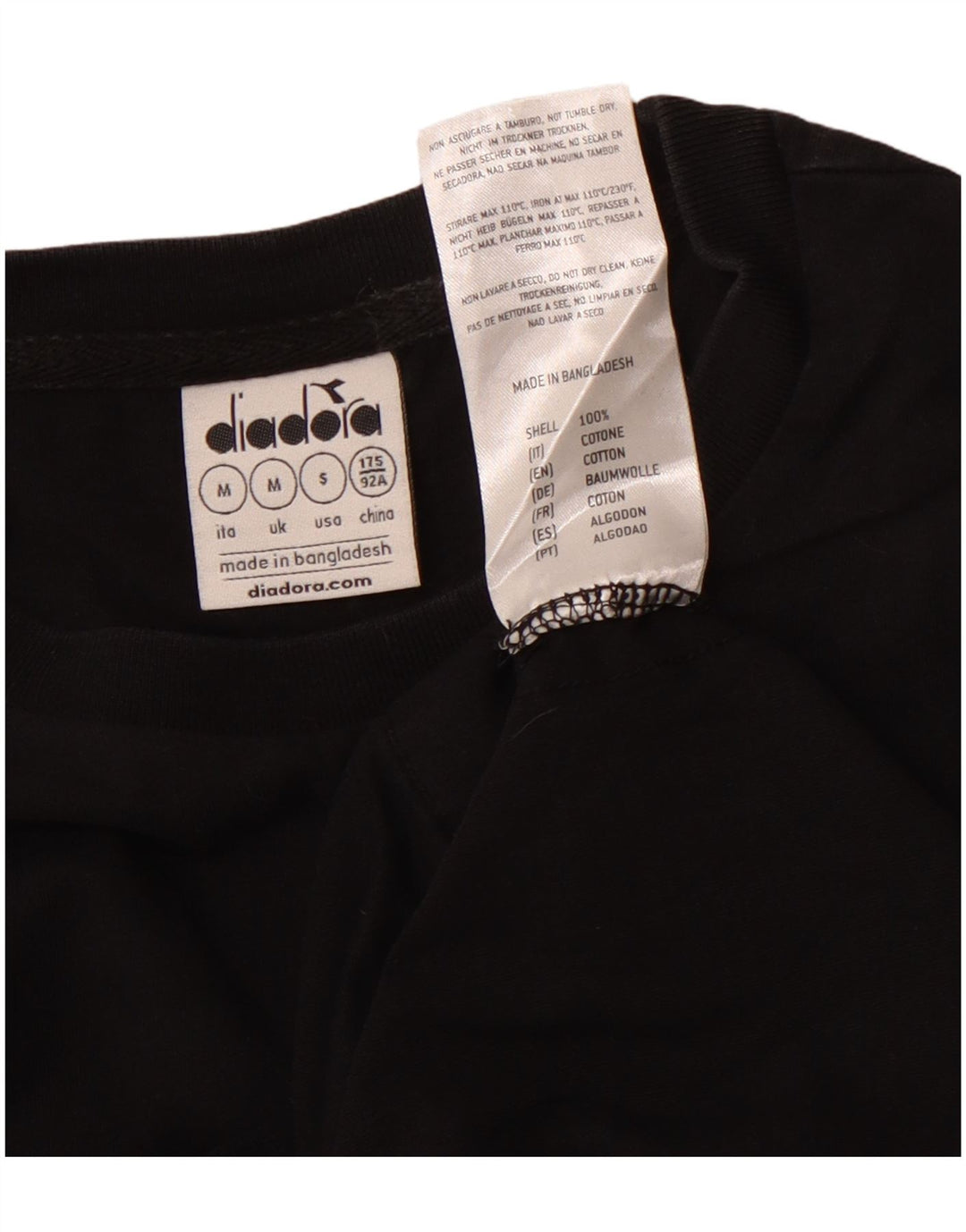 Diadora Herre Grafisk T-Shirt Top Medium Sort Bomuld