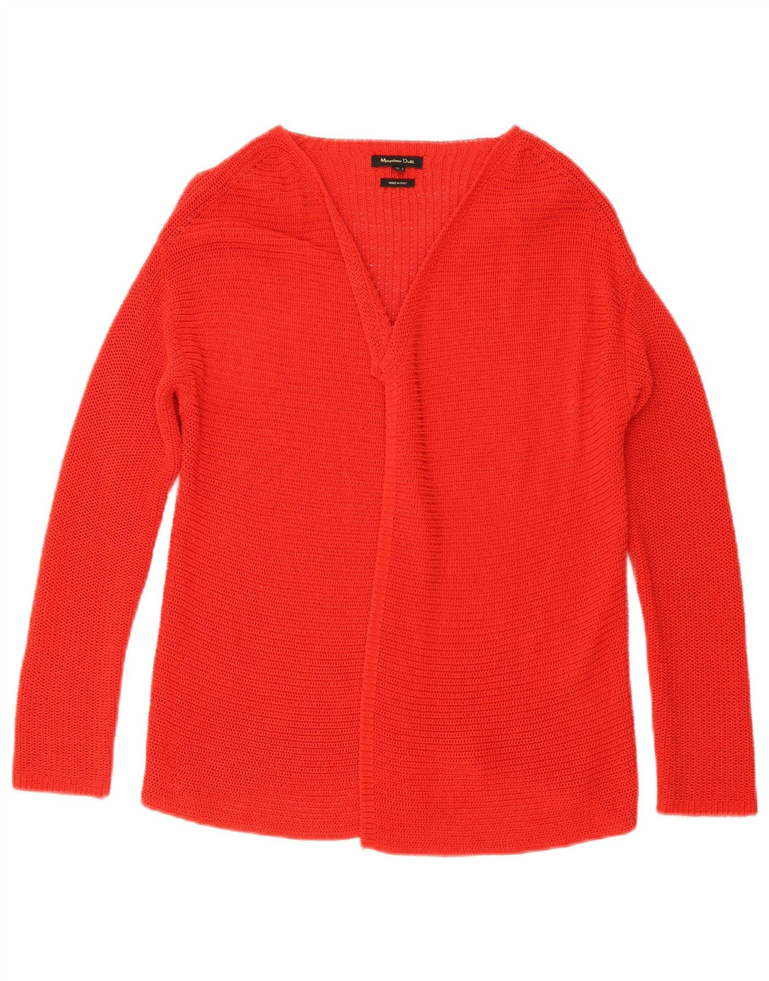 Massimo Dutti Dame Open Cardigan Sweater UK 10 Lille Rød Bomuld