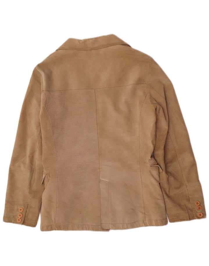 Conbipel Dame 2-knaps Ruskind Blazer Jacket IT 48 XL Beige Læder