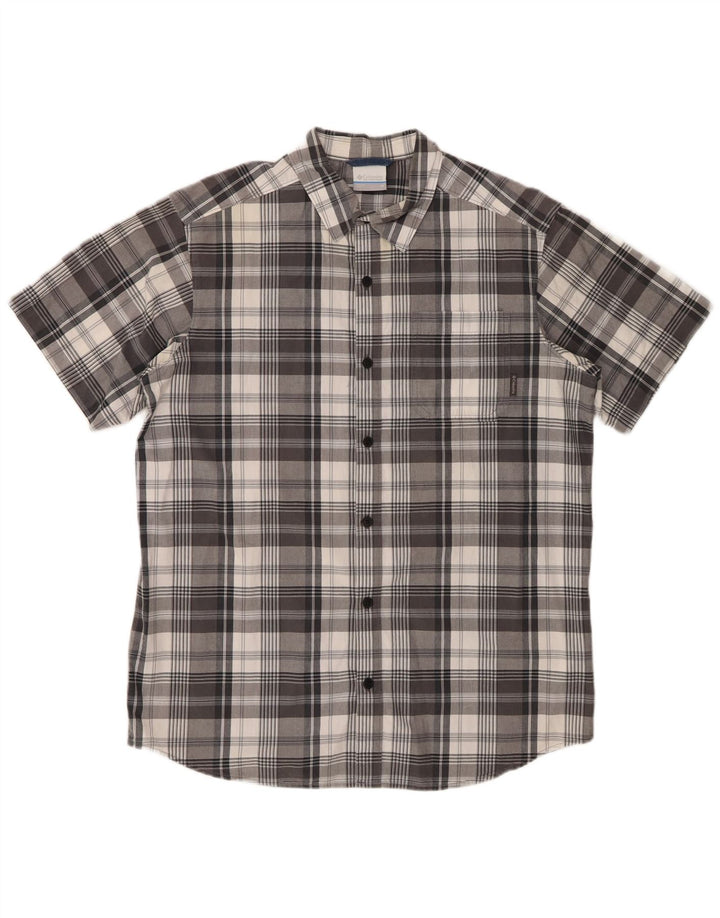 Columbia kortærmet herreskjorte mellemgrå ternet bomuld