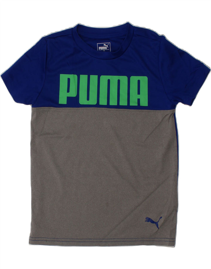 PUMA Boys Graphic T-Shirt Top 5-6 Years XS  Blue Colourblock Polyester Vintage Puma and Second-Hand Puma from Messina Hembry 