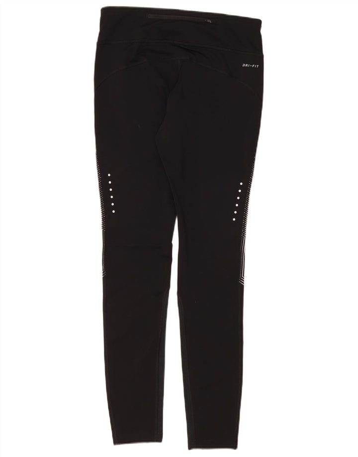 NIKE Dame Dri Fit Leggings UK 10 Small Black Pinstripe Polyester