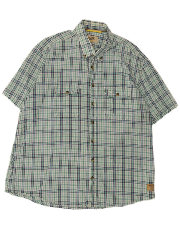 Camel Active Herre kortærmet Regular Fit skjorte 2XL grøn ternet bomuld