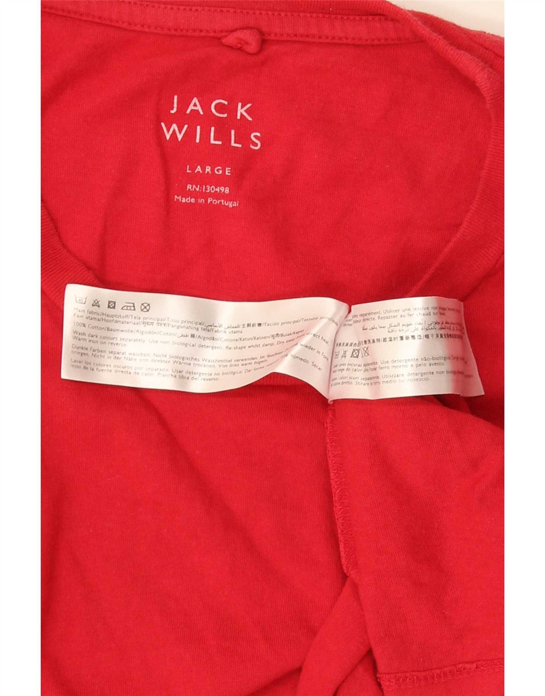 Jack Wills Herre T-Shirt Top Stor Rød Bomuld