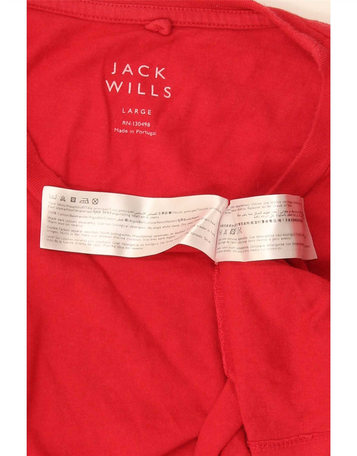 Jack Wills Herre T-Shirt Top Stor Rød Bomuld