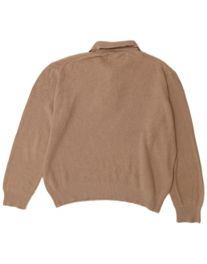 Marks & Spencer Herre Blue Harbor Polo Neck Jumper Sweater Stor Beige