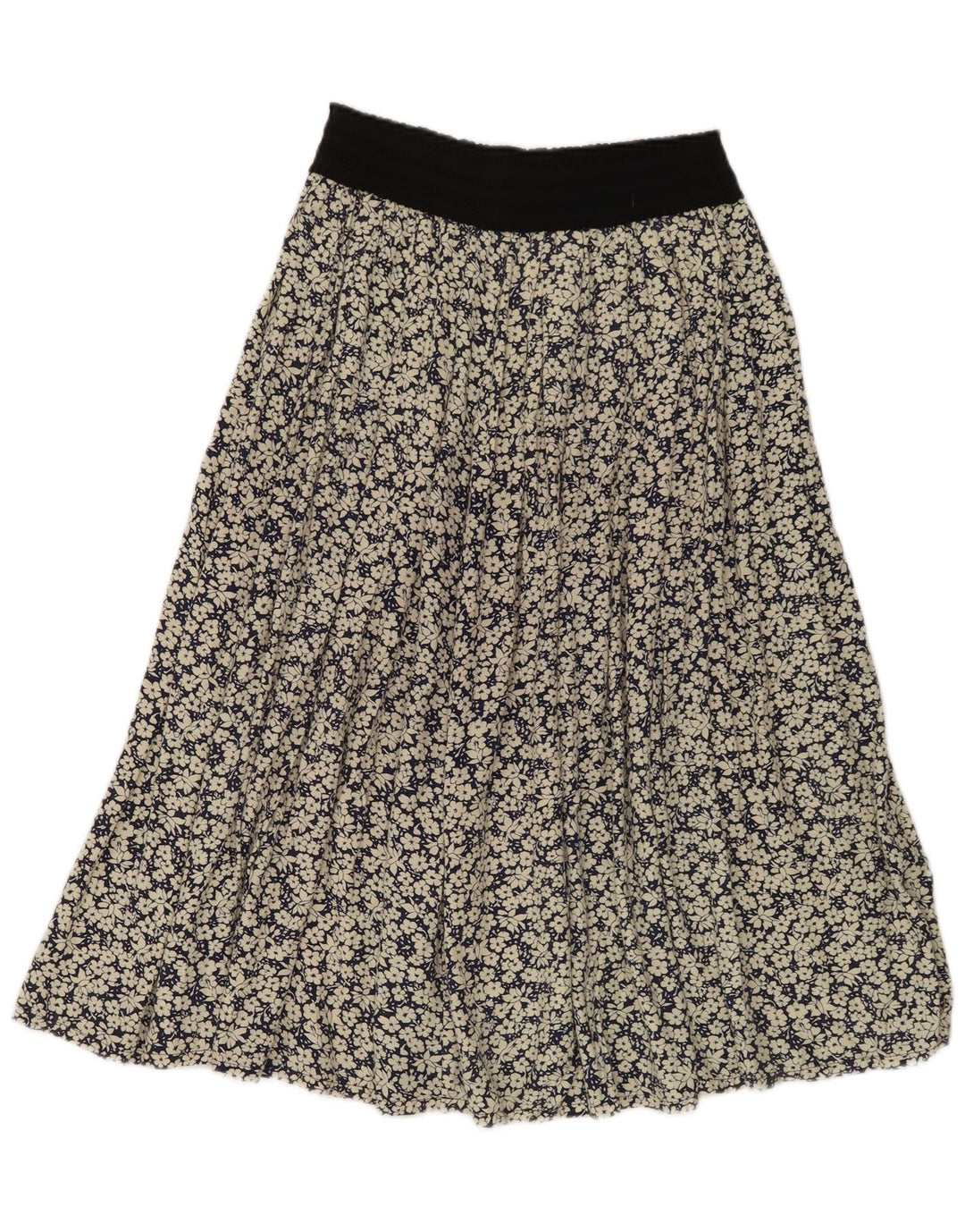 Vintage dame nederdel W28 Medium marineblå blomster