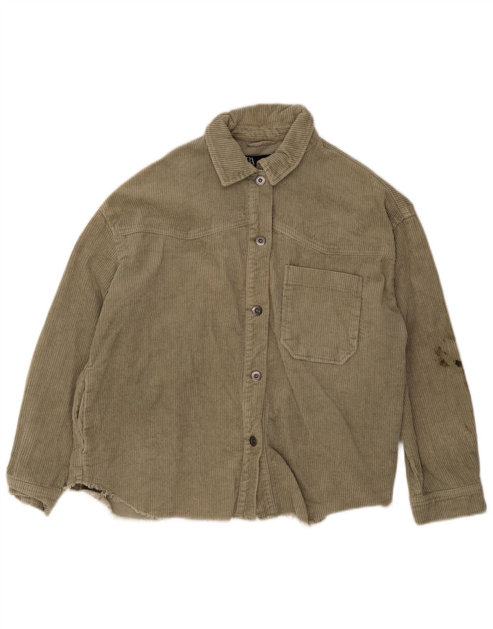 Zara Damefløjlsjakke UK 14 Medium Khaki Bomuld