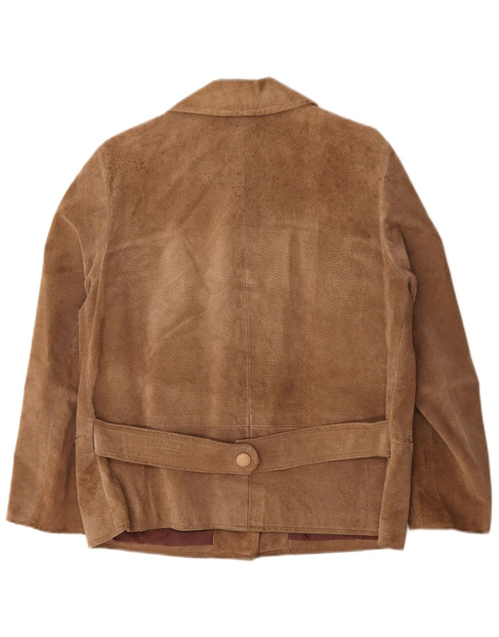 Vintage Dame 3-knaps Ruskind Blazer Jacket UK 16 Large Beige