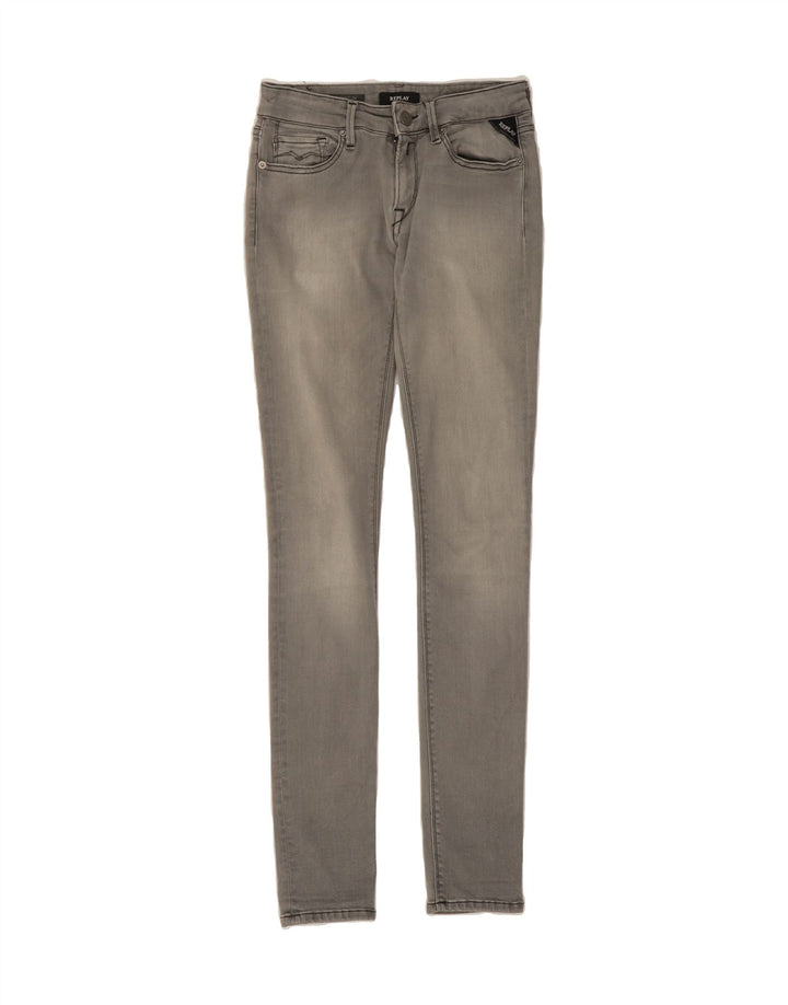 REPLAY Womens Power Flex Skinny Jeans W25 L31 Grey Vintage Replay and Second-Hand Replay from Messina Hembry 