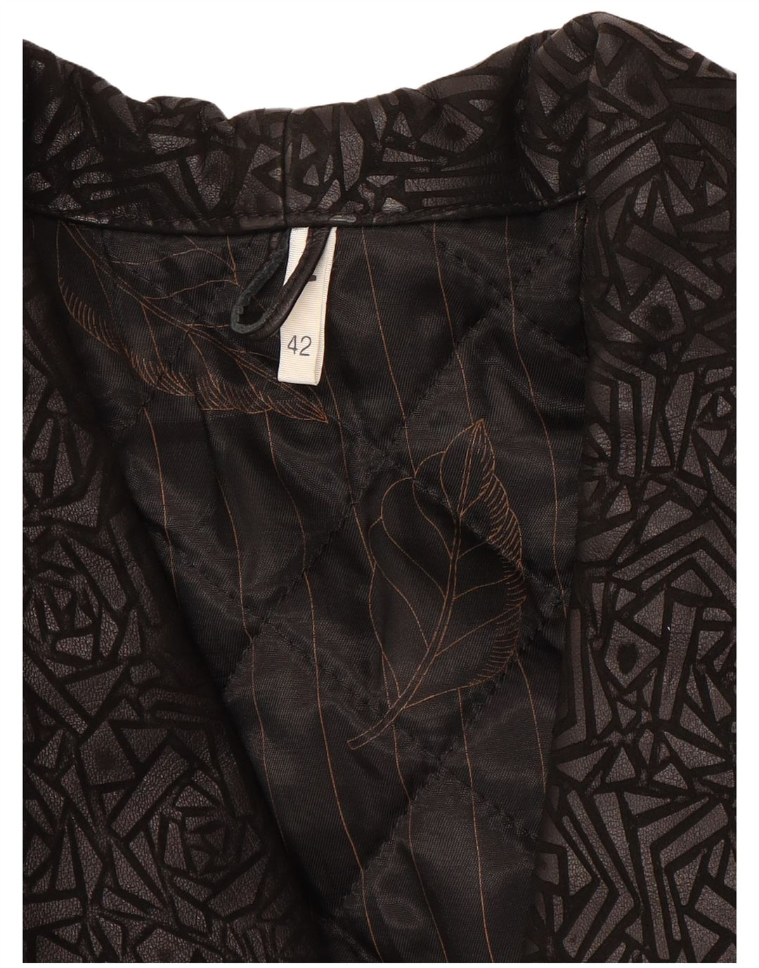 Vintage dame 3/4 ærmet læderjakke IT 42 Medium Sort Geometrisk