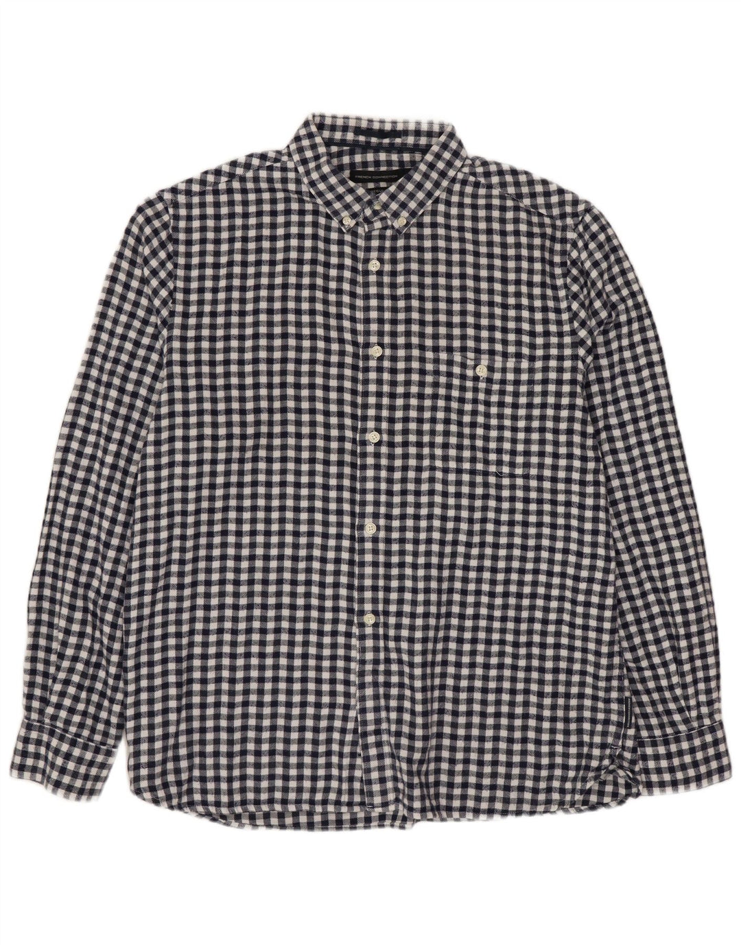 FRANSK FORBINDELSE Herre almindelig flannelskjorte Stor marineblå Gingham