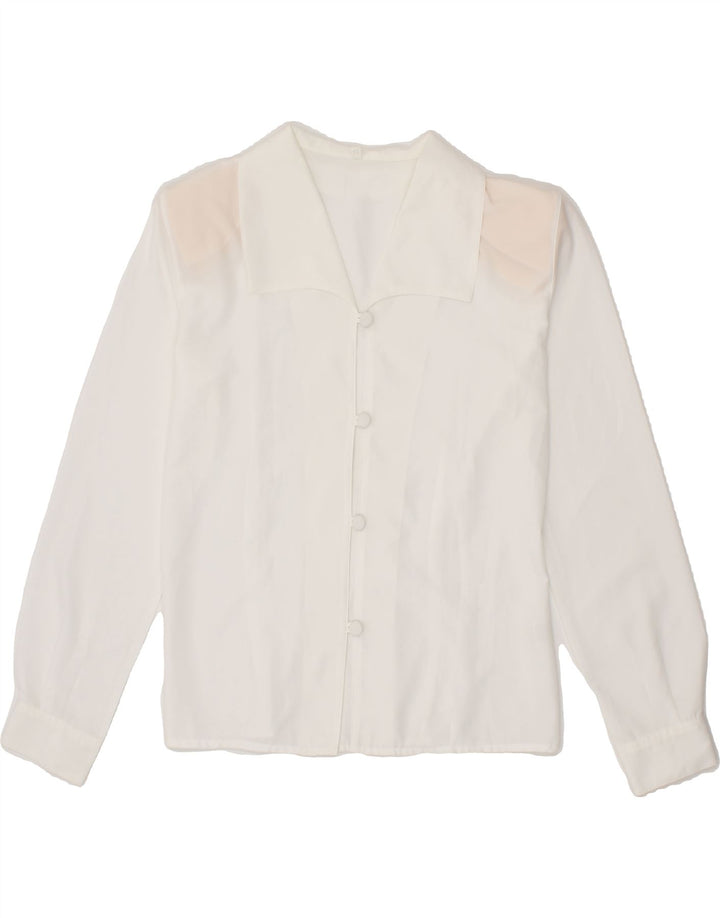 VINTAGE Womens See Through Shirt Blouse IT 42 Medium White Polyester Vintage Vintage and Second-Hand Vintage from Messina Hembry 