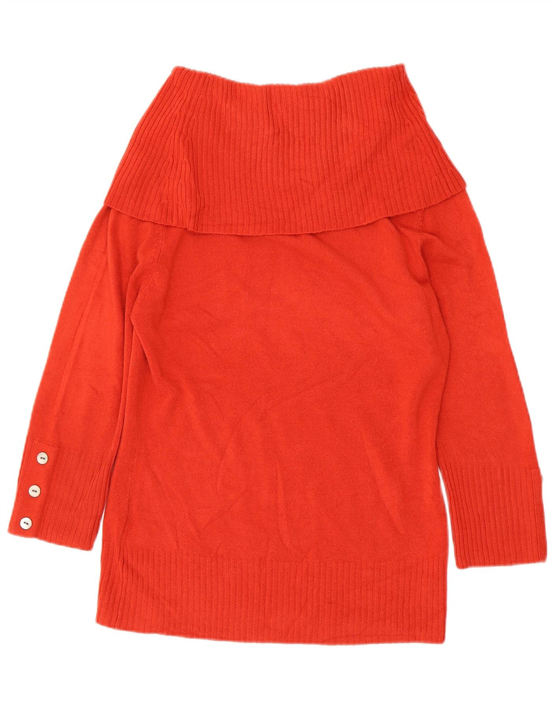Per Una Dame Roll Neck Jumper Sweater UK 14 Medium Orange Akryl