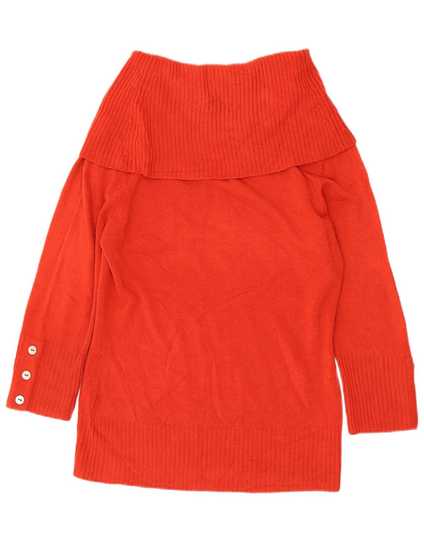Per Una Dame Roll Neck Jumper Sweater UK 14 Medium Orange Akryl