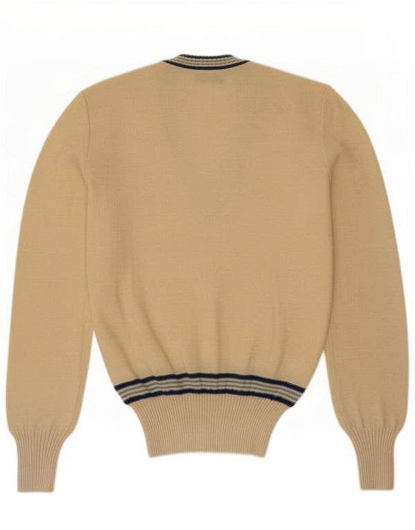Vintage Herre V-hals sweater IT 50 Medium Beige Stribet